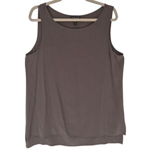 Eileen Fisher Long Silk Brown/grey Flowy Breathable Georgette Crepe Tank
